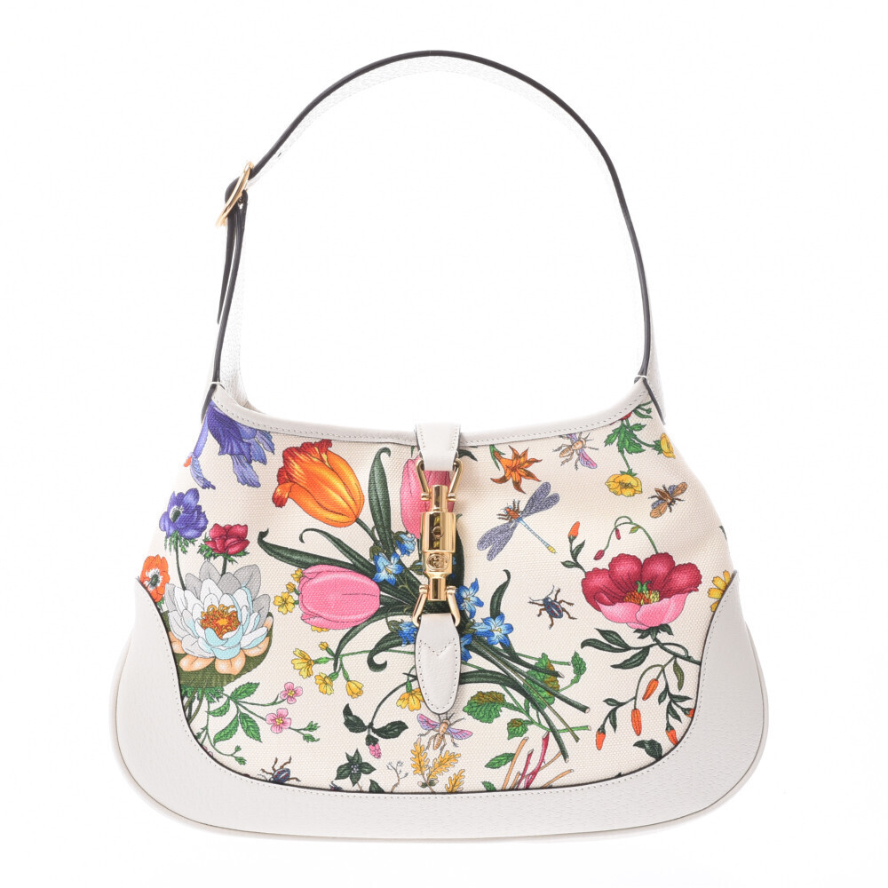GUCCI Jackie Floral Flower Flower Hobo Bag Limited Edition Canvas Leather One